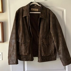 Brown leather jacket